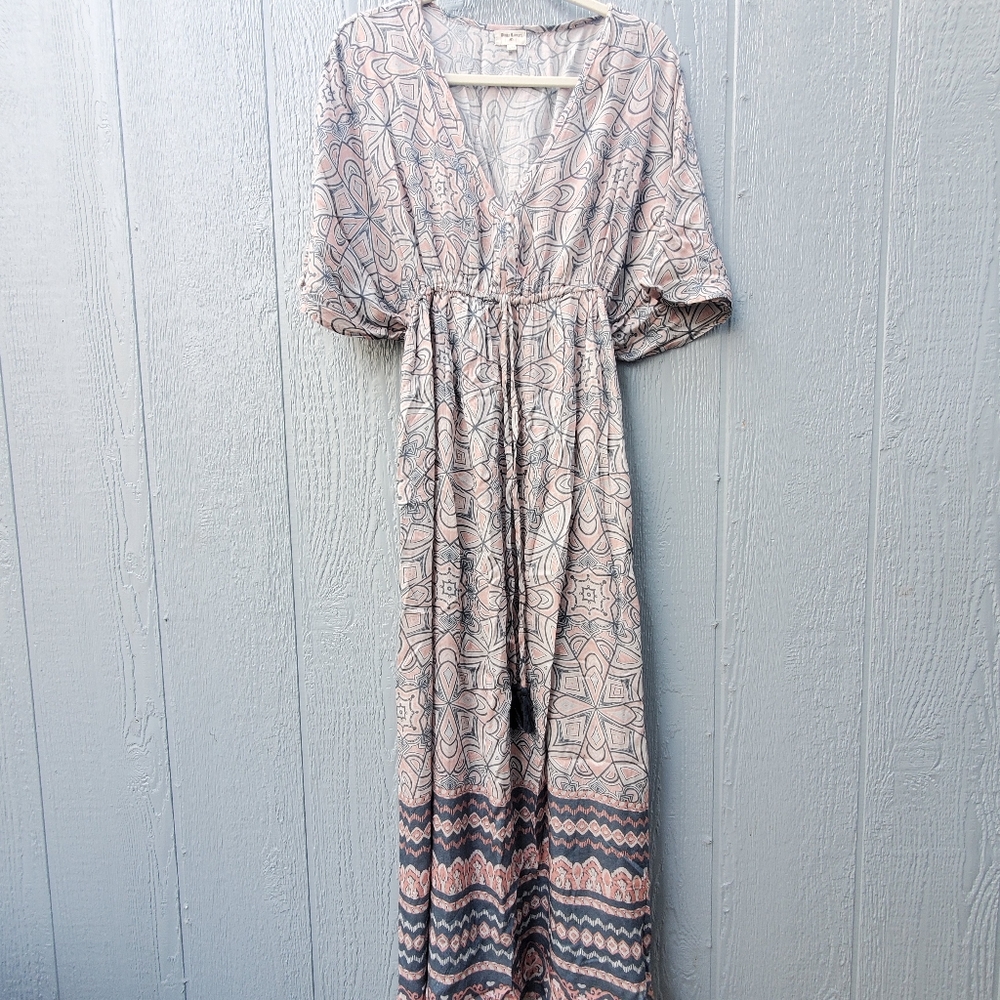 World Market Boho Paisley Maxi Fit And Flare Tassle Dress L/XL